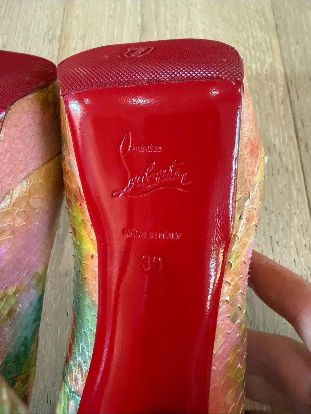 Christian Louboutin Python Pixel Troca 140 Peep Toe Platform Pumps, Size 39